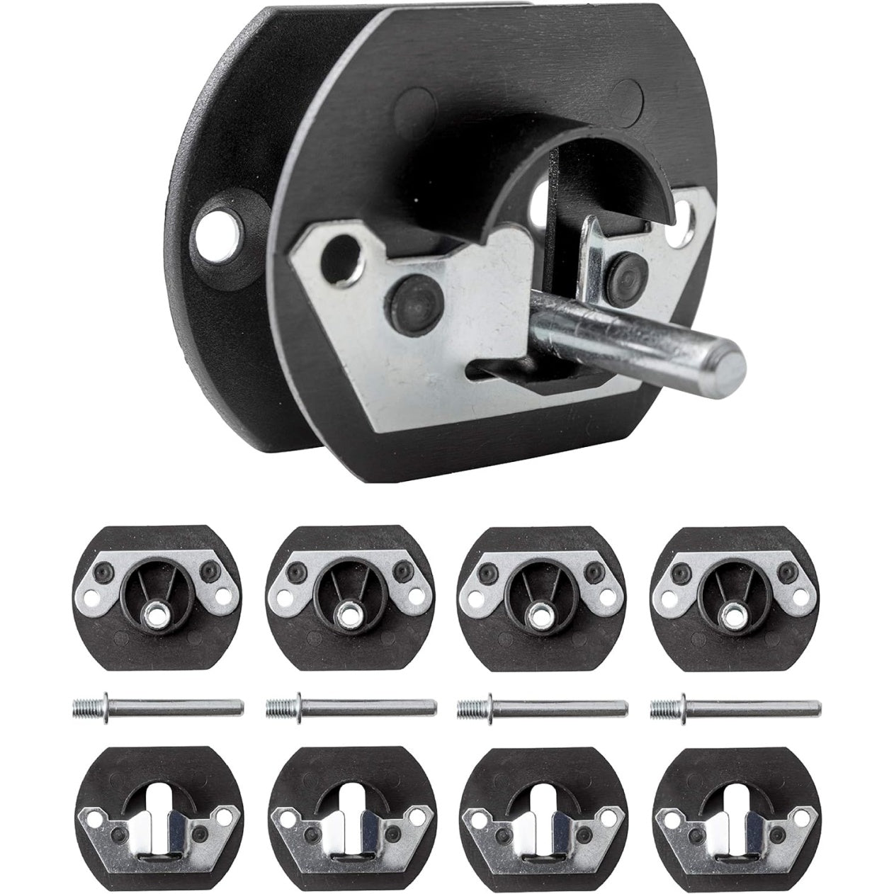Set di 4 Connettori Metallici per Divani Componibili con Sistema a Incastro Nero 70 mm