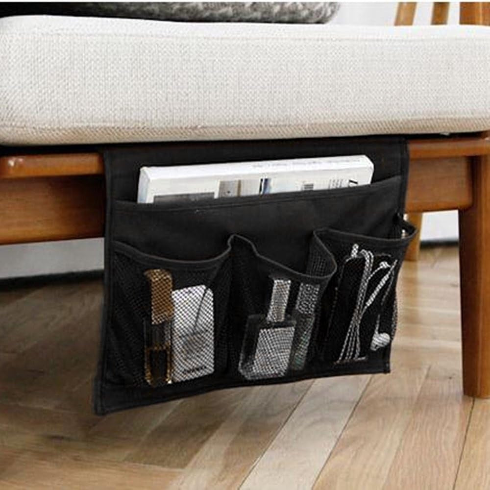 Organizer da appendere con 4 tasche per divano o letto nero
