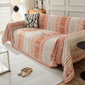 Coperta Arredo Reversibile in Ciniglia Stile Bohémien con Fantasia Geometrica per Divano Arancione 180 × 260 cm