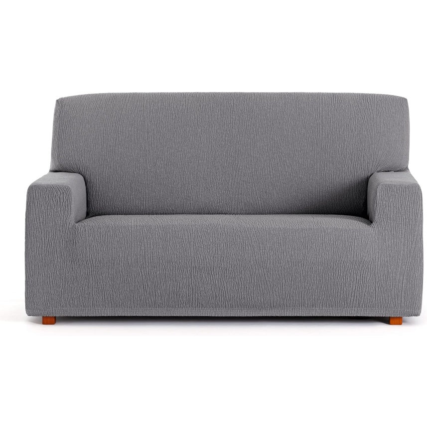 Rivestimento Universale per Divano Tre Posti in Tessuto Morbido Elasticizzato Colore Grigio